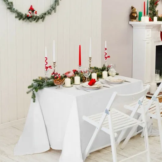 10 pcs 60" x 102" Rectangle Polyester Tablecloth-White