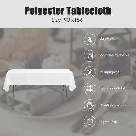 10 pcs 90" x 156" Rectangle Polyester Tablecloth-White