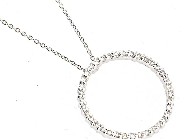18K WHITE GOLD TINY TREASURES MEDIUM DIAMOND CIRCLE NECKLACE