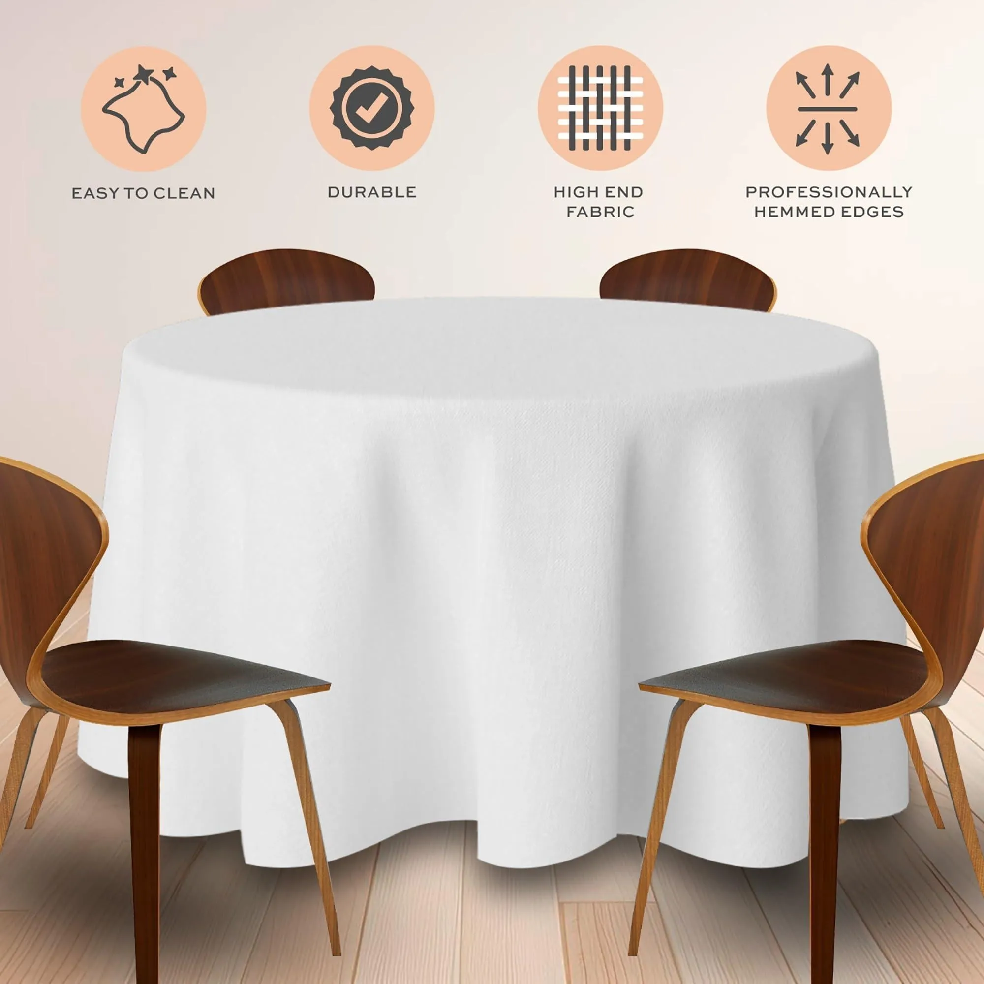 2 Pack 108 inch Round Premium White Tablecloths for Wedding Restaurant Polyester