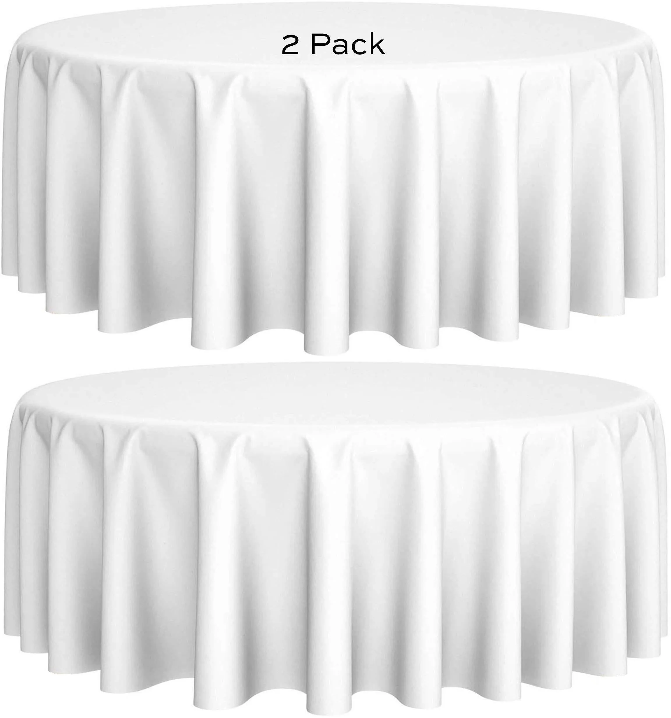2 Pack 108 inch Round Premium White Tablecloths for Wedding Restaurant Polyester