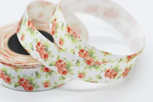 20 mm Rose Flower ribbons, Grosgrain ribbons, printed ribbons, collar supplies, Ribbon for skirts, ribbon for pants, ribbon for dress, FLWR
