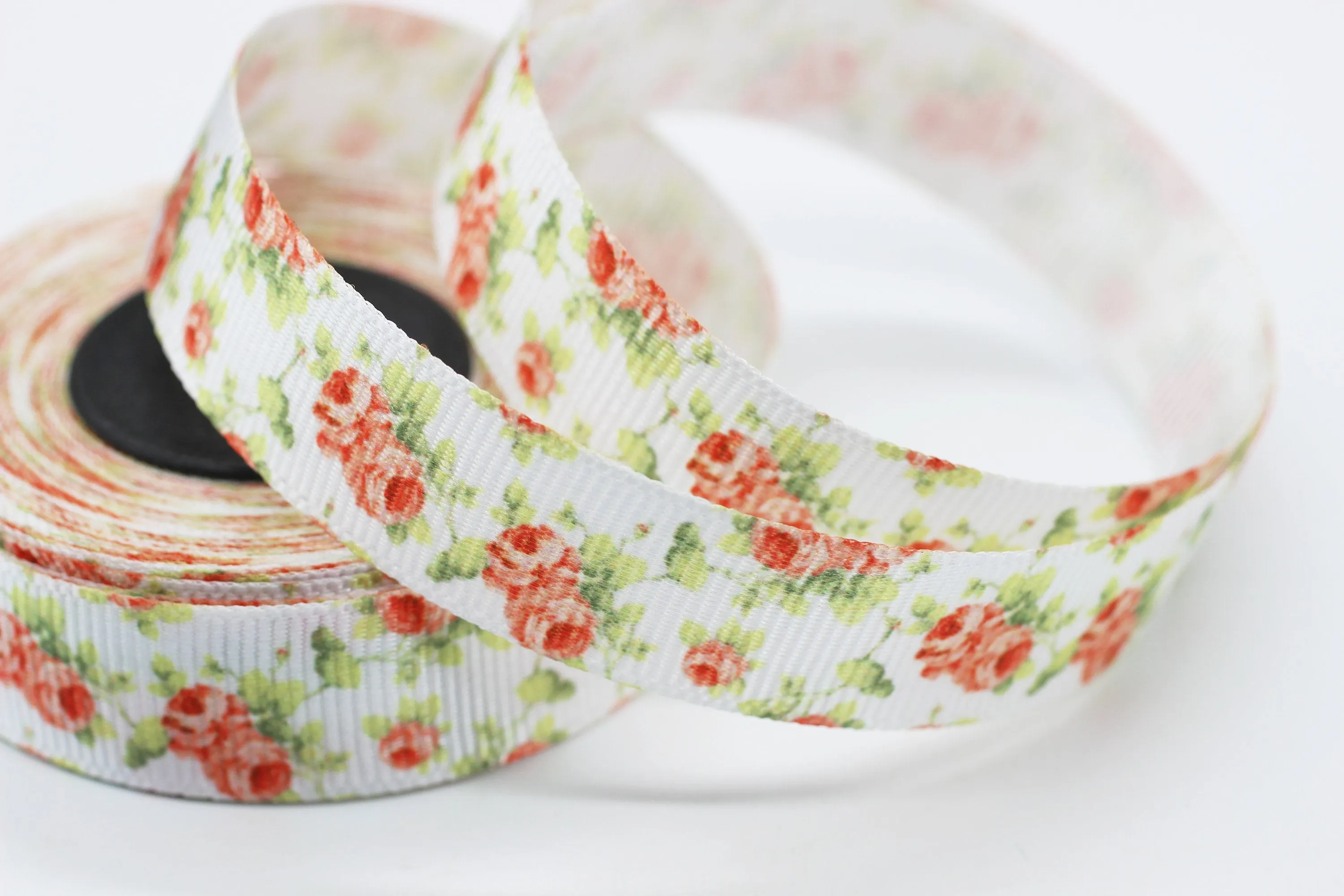 20 mm Rose Flower ribbons, Grosgrain ribbons, printed ribbons, collar supplies, Ribbon for skirts, ribbon for pants, ribbon for dress, FLWR