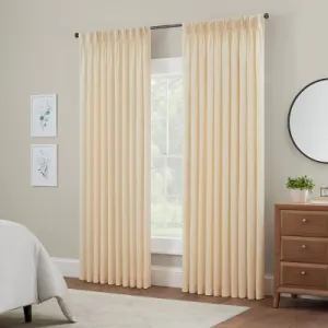 95"x50" Serendipity 10 Pinch Pleat Light Filtering Curtain Panel Ivory - Waverly