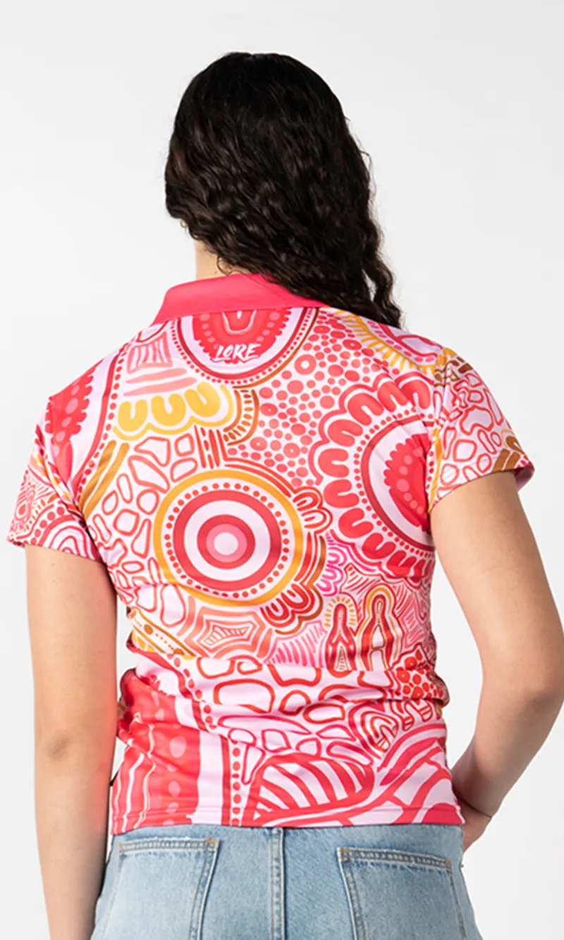 Aboriginal Art Ladies Fitted Polo Manu