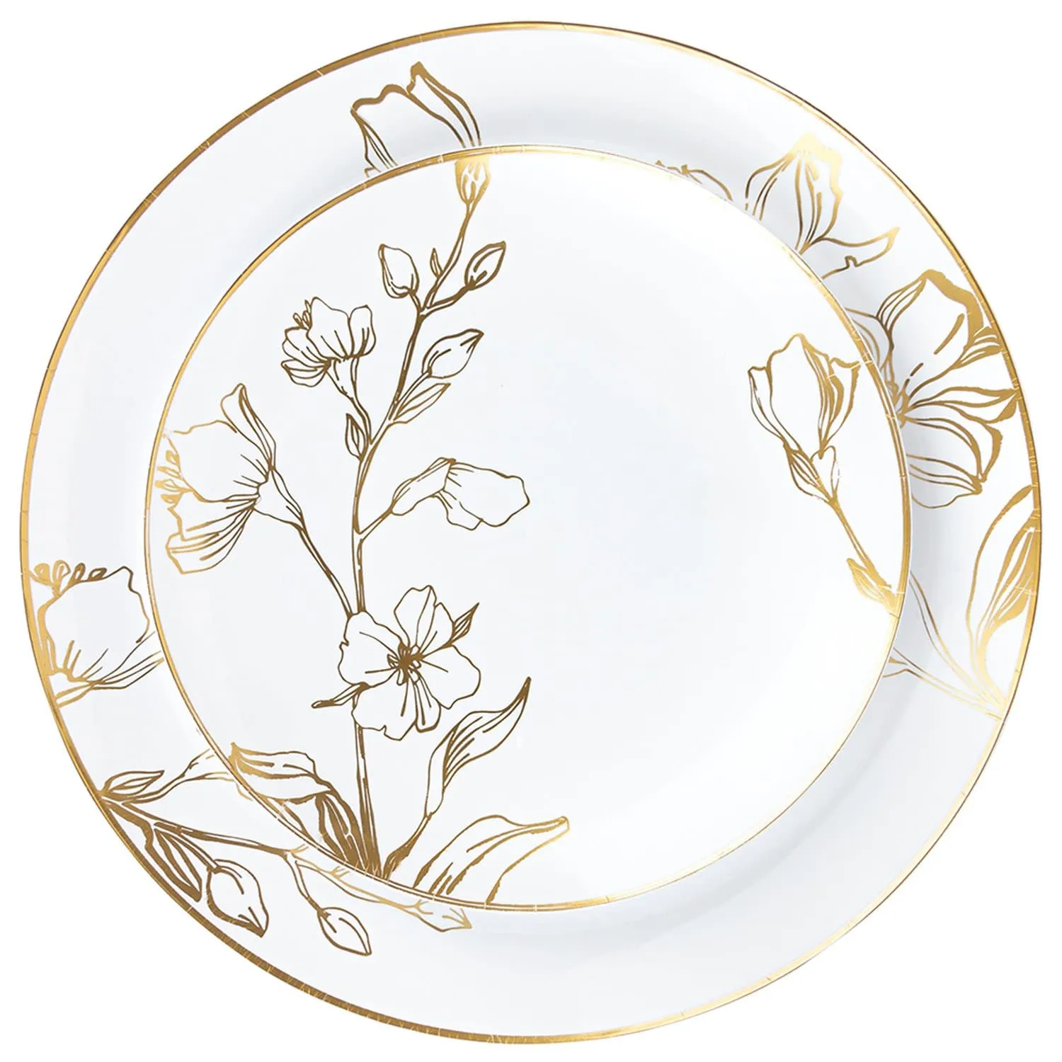 Antique Gold Floral Dinner Plates 9″