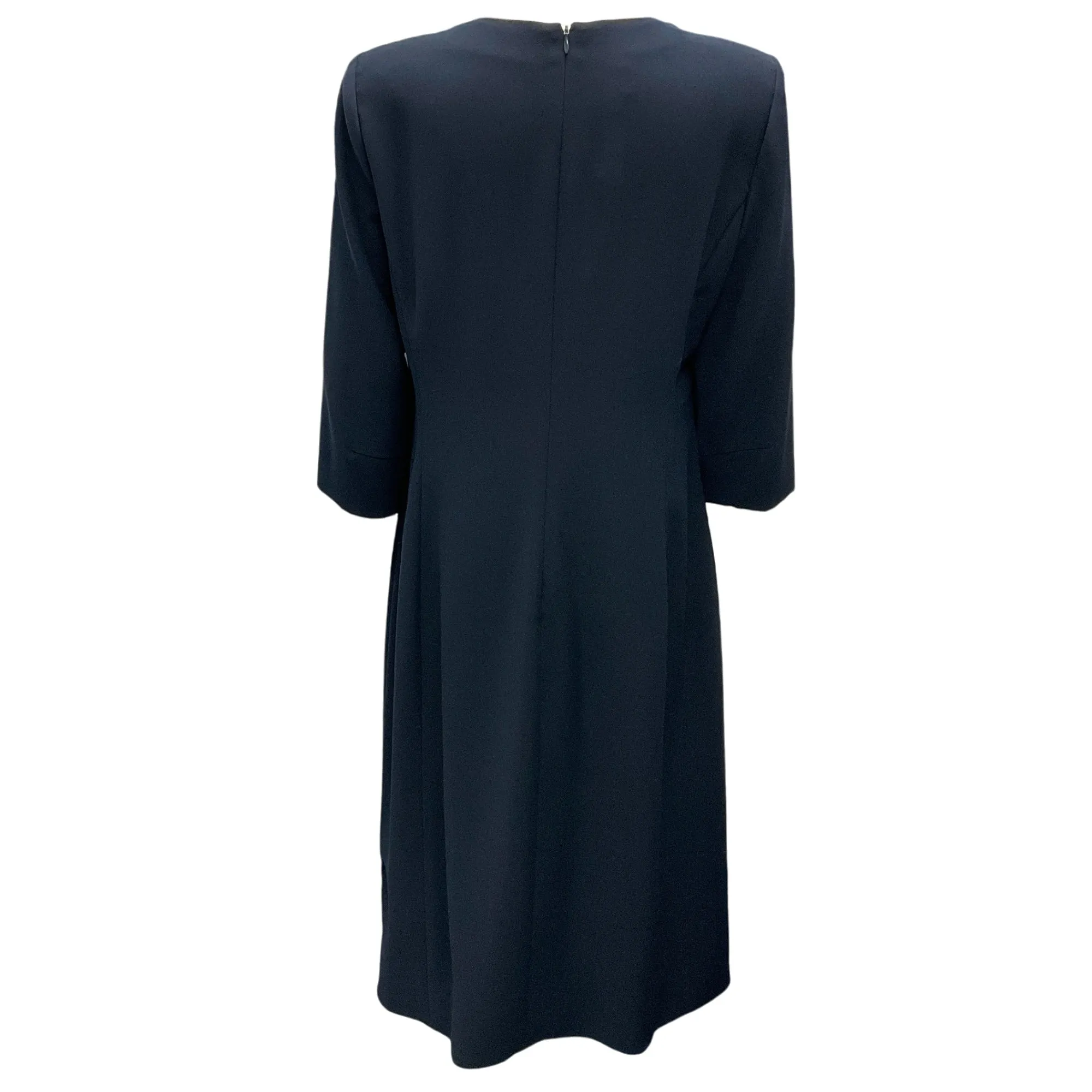 Armani Collezioni Navy Blue 2015 Three-Quarter Sleeved Keyhole Crepe Dress