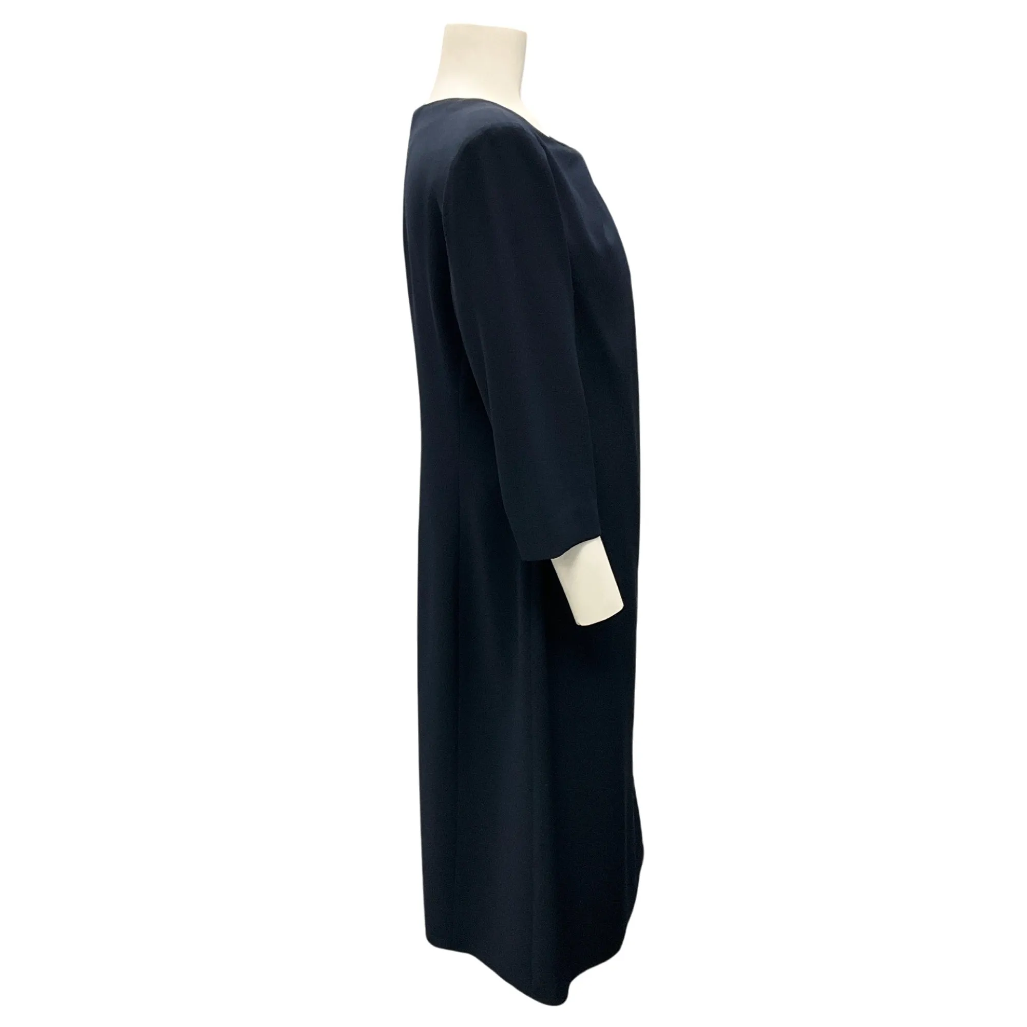 Armani Collezioni Navy Blue 2015 Three-Quarter Sleeved Keyhole Crepe Dress