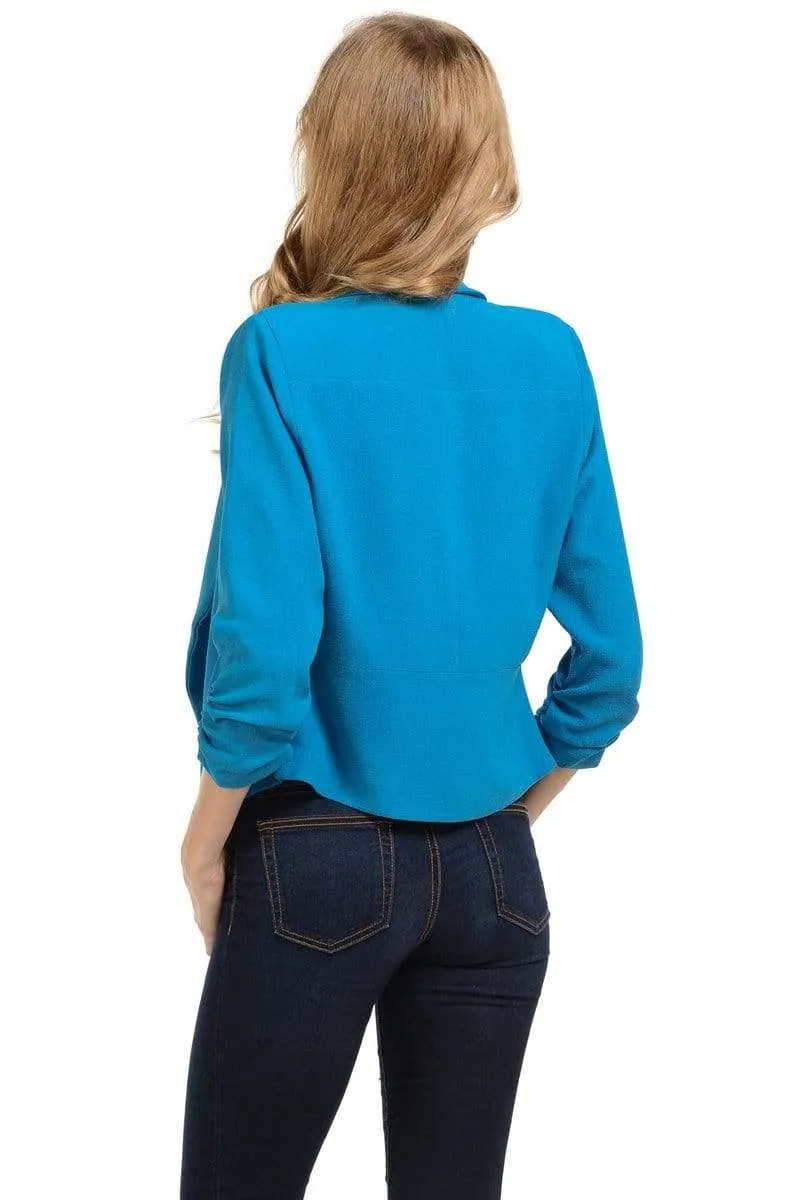 Auliné Collection Women's Lined Flowy Open Closure Color Casual Blazer