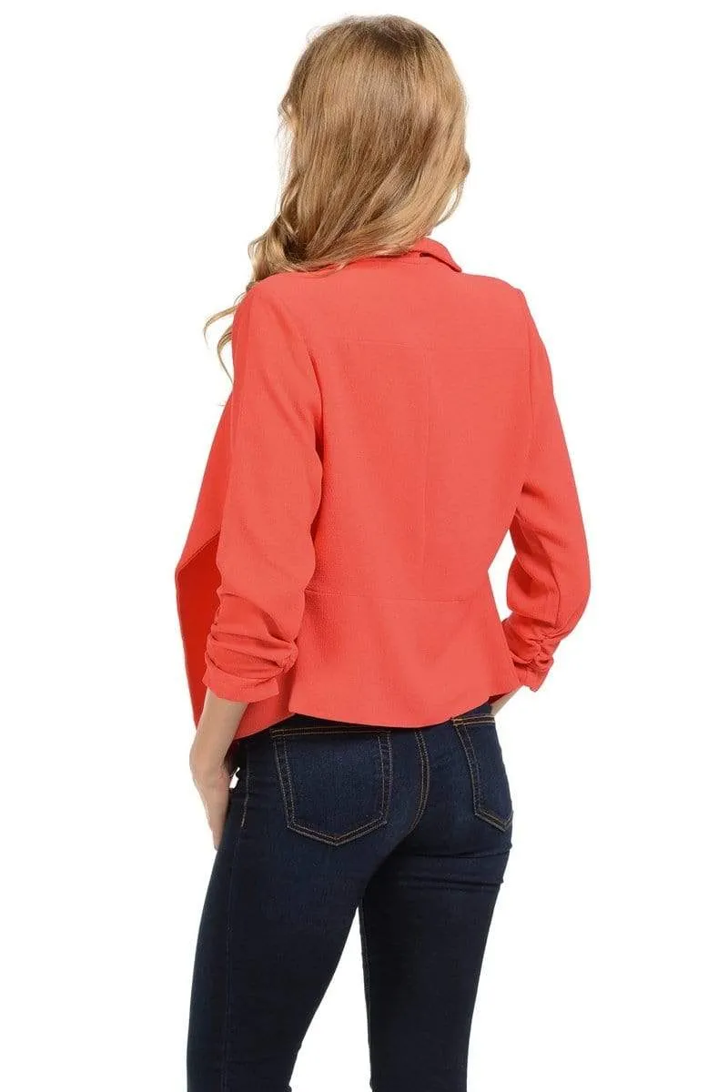 Auliné Collection Women's Lined Flowy Open Closure Color Casual Blazer