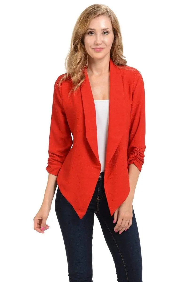 Auliné Collection Women's Lined Flowy Open Closure Color Casual Blazer