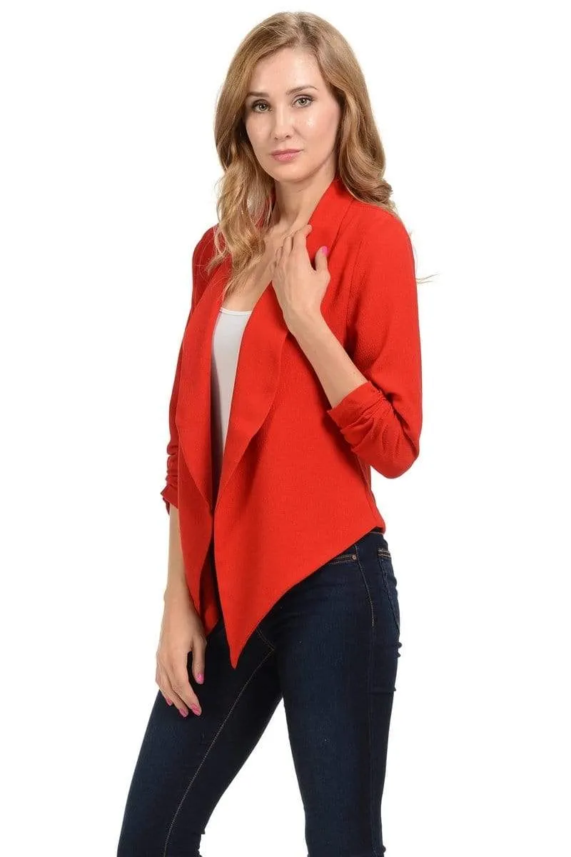 Auliné Collection Women's Lined Flowy Open Closure Color Casual Blazer