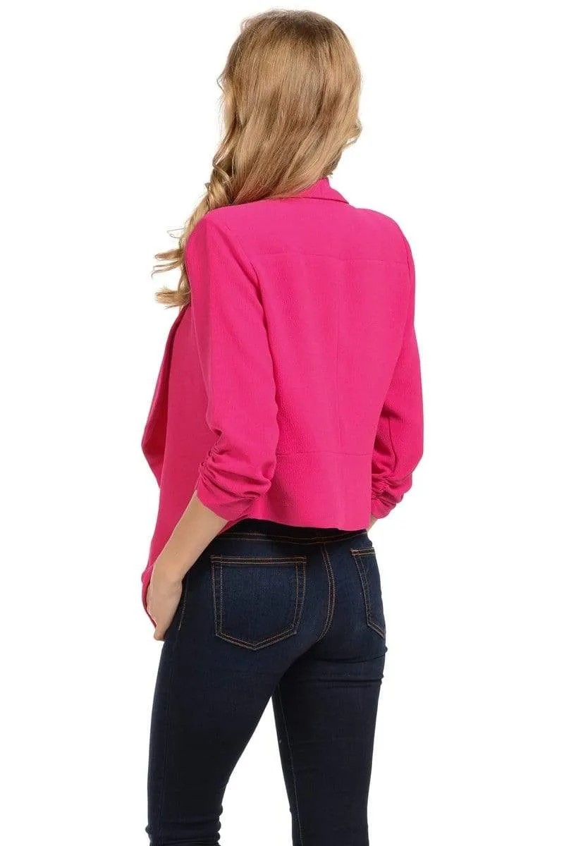 Auliné Collection Women's Lined Flowy Open Closure Color Casual Blazer