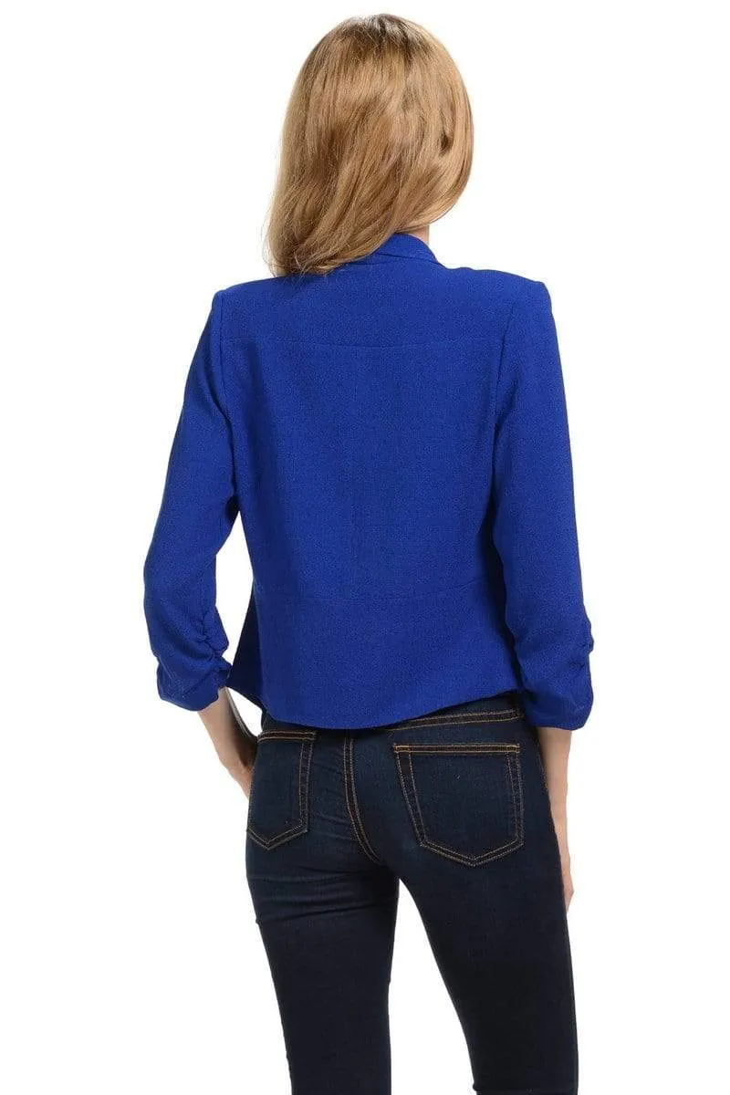 Auliné Collection Women's Lined Flowy Open Closure Color Casual Blazer