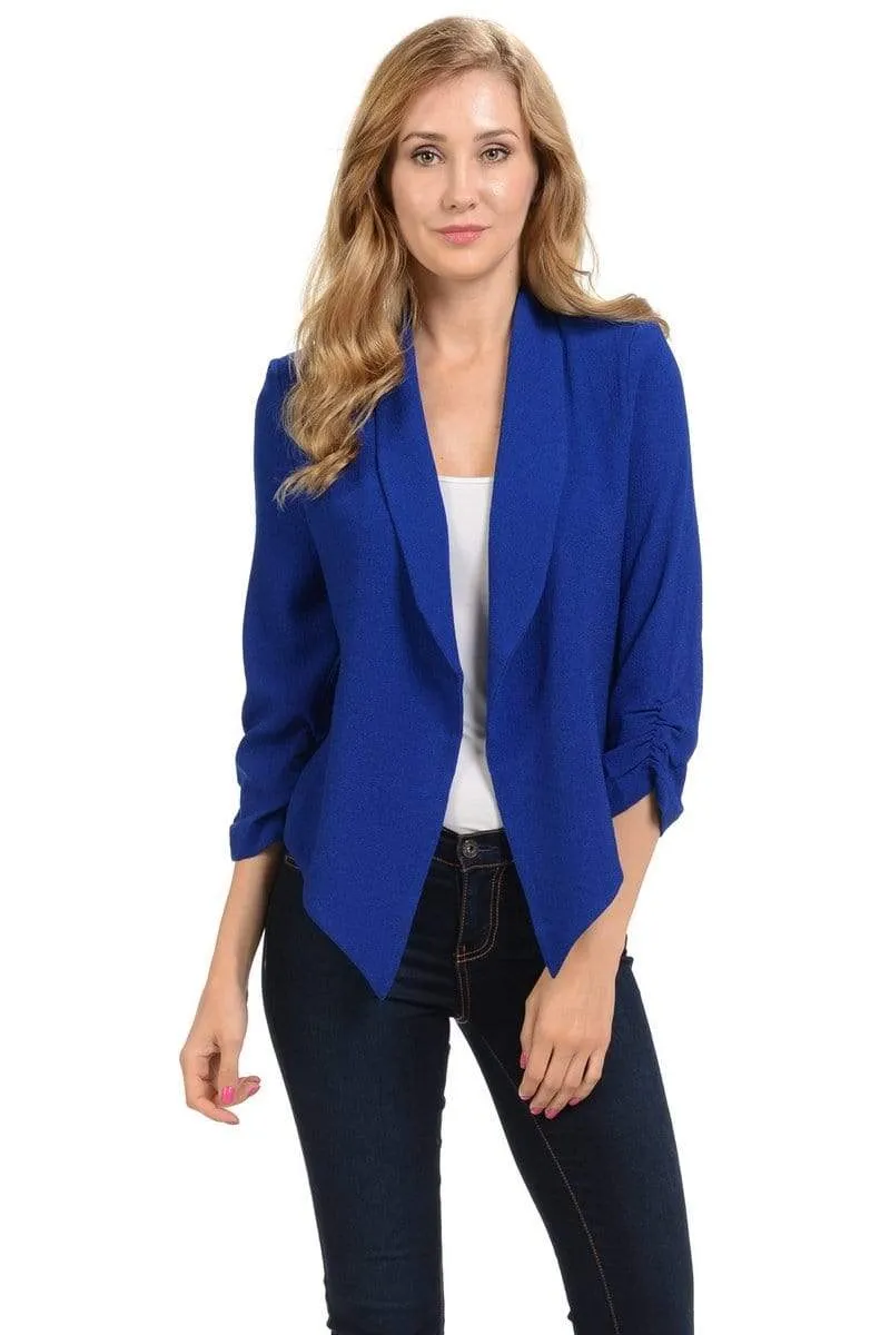 Auliné Collection Women's Lined Flowy Open Closure Color Casual Blazer