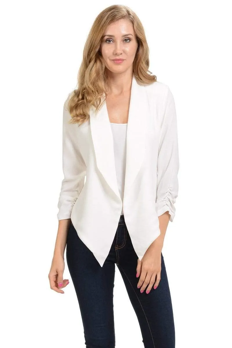 Auliné Collection Women's Lined Flowy Open Closure Color Casual Blazer