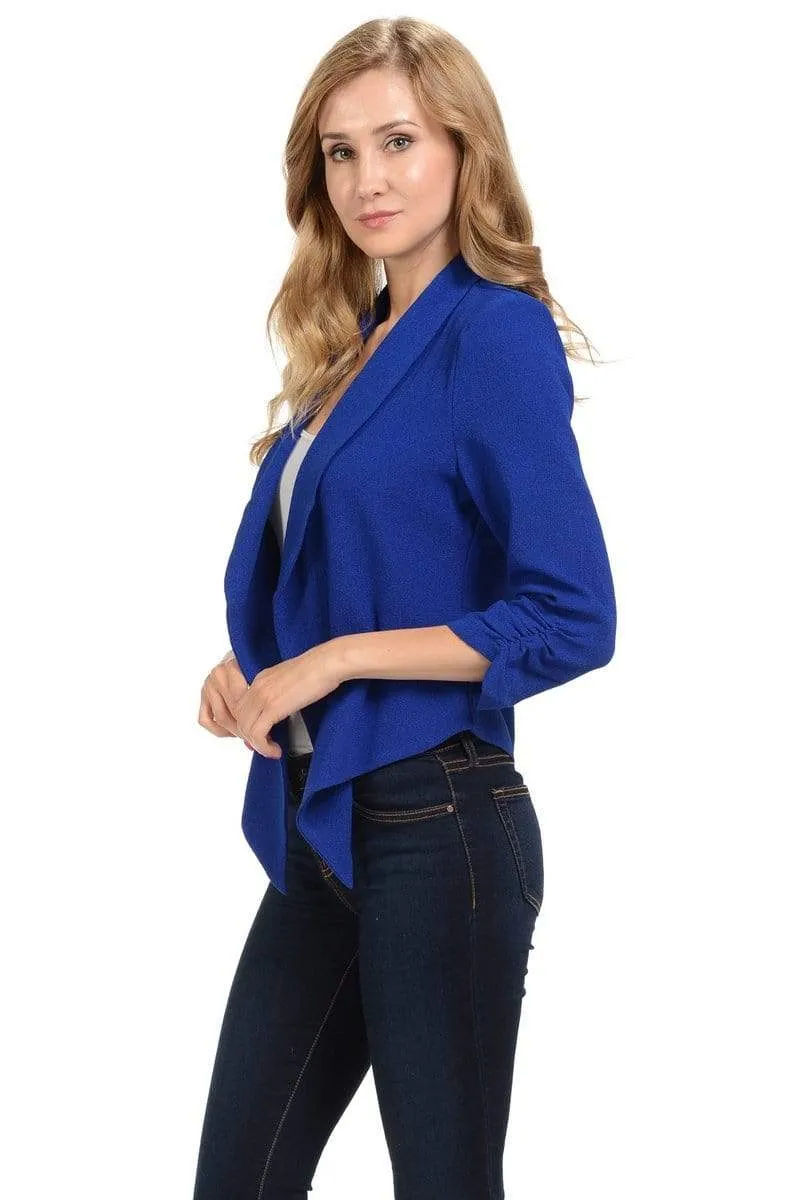 Auliné Collection Women's Lined Flowy Open Closure Color Casual Blazer