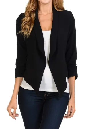 Auliné Collection Women's Lined Flowy Open Closure Color Casual Blazer