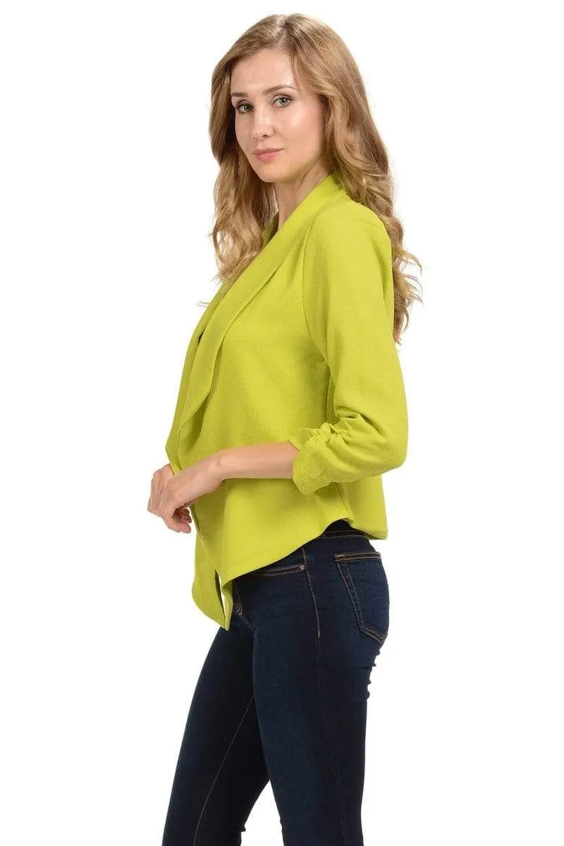 Auliné Collection Women's Lined Flowy Open Closure Color Casual Blazer