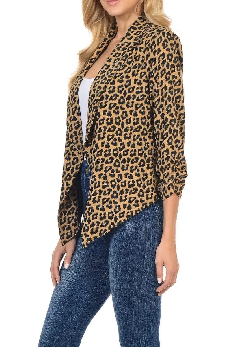 Auliné Collection Women's Lined Flowy Open Closure Color Casual Blazer