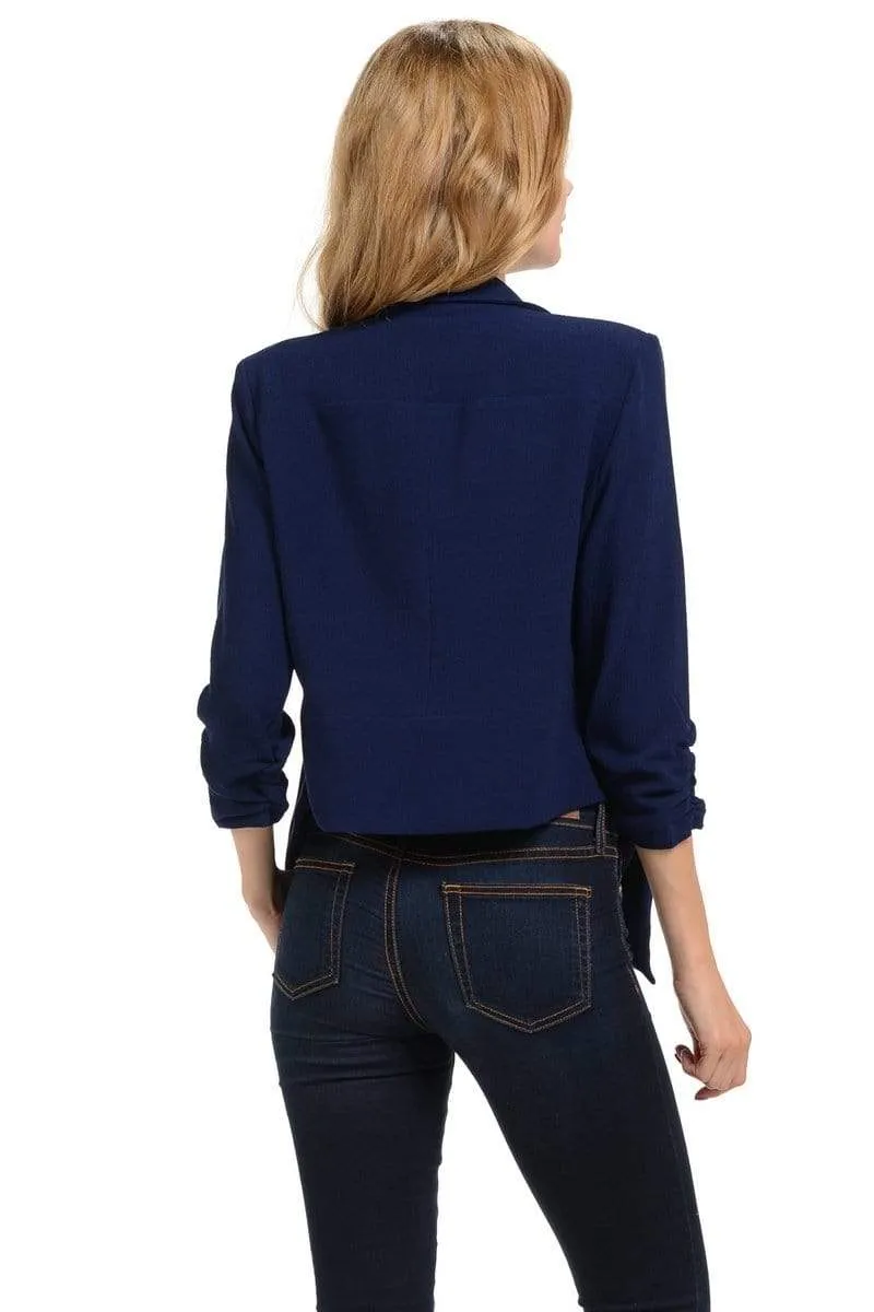 Auliné Collection Women's Lined Flowy Open Closure Color Casual Blazer