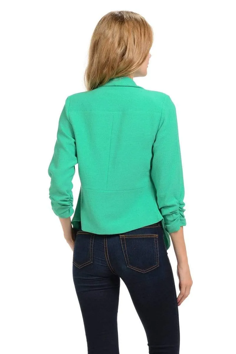 Auliné Collection Women's Lined Flowy Open Closure Color Casual Blazer