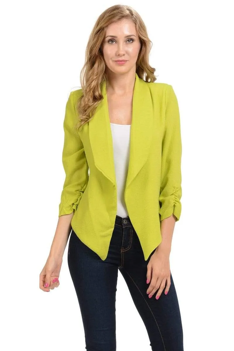 Auliné Collection Women's Lined Flowy Open Closure Color Casual Blazer