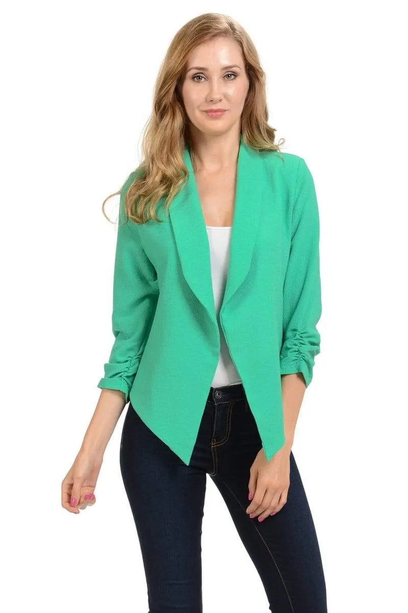 Auliné Collection Women's Lined Flowy Open Closure Color Casual Blazer