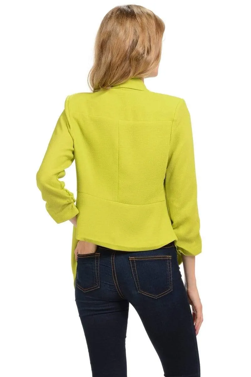 Auliné Collection Women's Lined Flowy Open Closure Color Casual Blazer