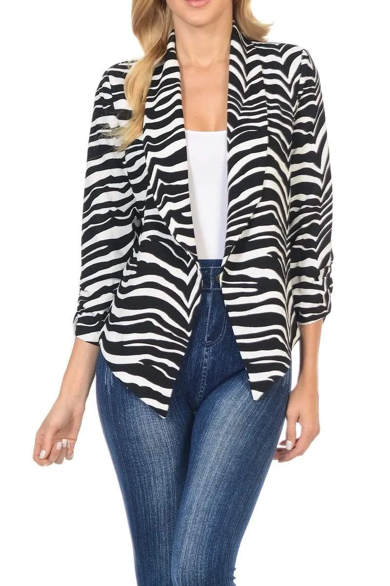 Auliné Collection Women's Lined Flowy Open Closure Color Casual Blazer