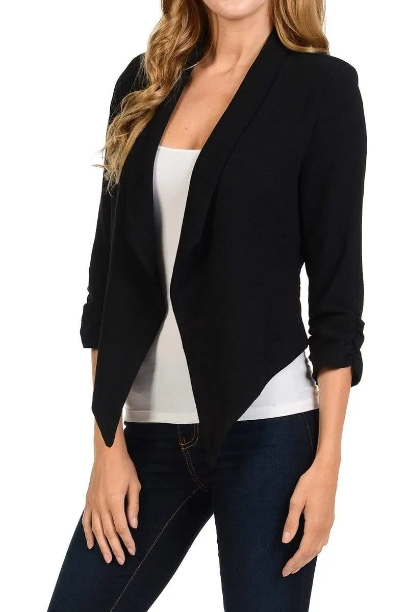 Auliné Collection Women's Lined Flowy Open Closure Color Casual Blazer