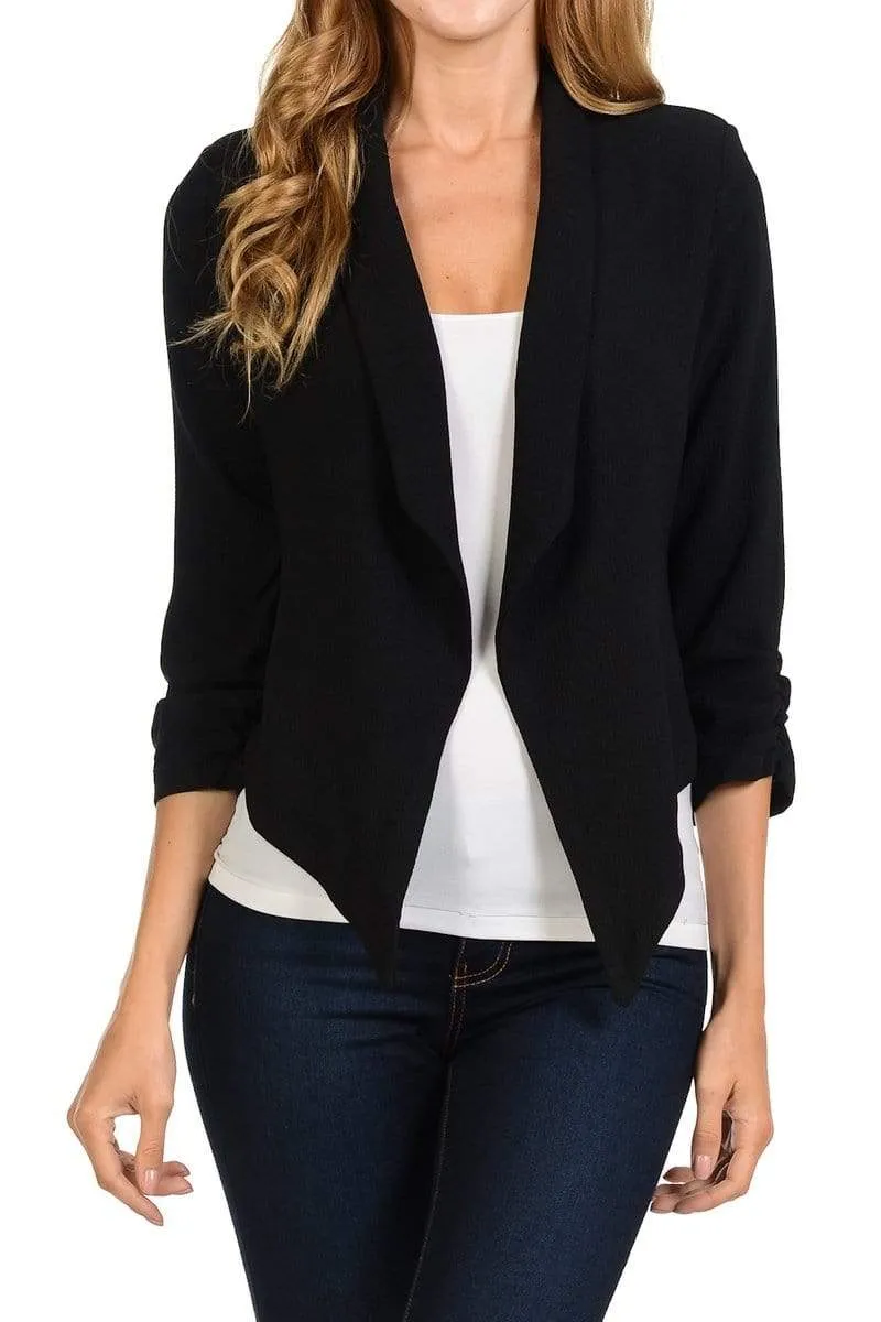 Auliné Collection Women's Lined Flowy Open Closure Color Casual Blazer