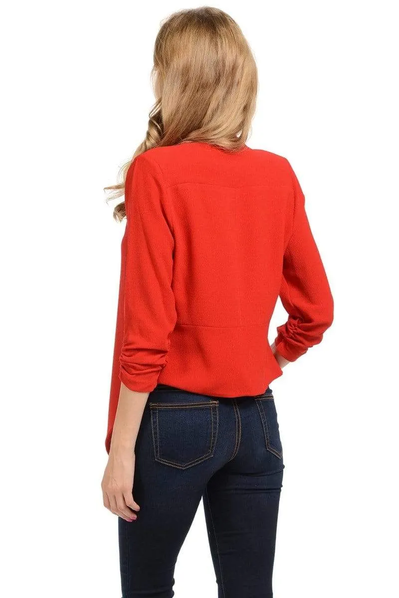 Auliné Collection Women's Lined Flowy Open Closure Color Casual Blazer