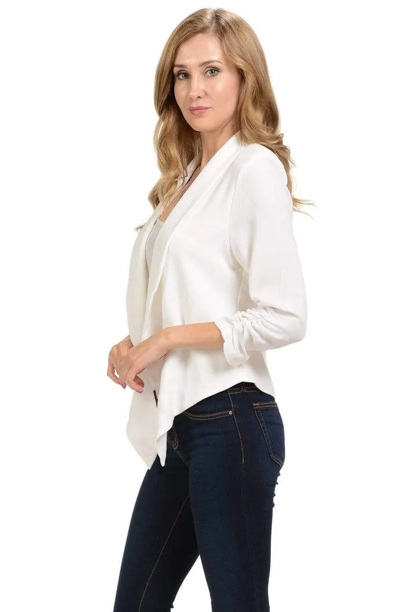 Auliné Collection Women's Lined Flowy Open Closure Color Casual Blazer