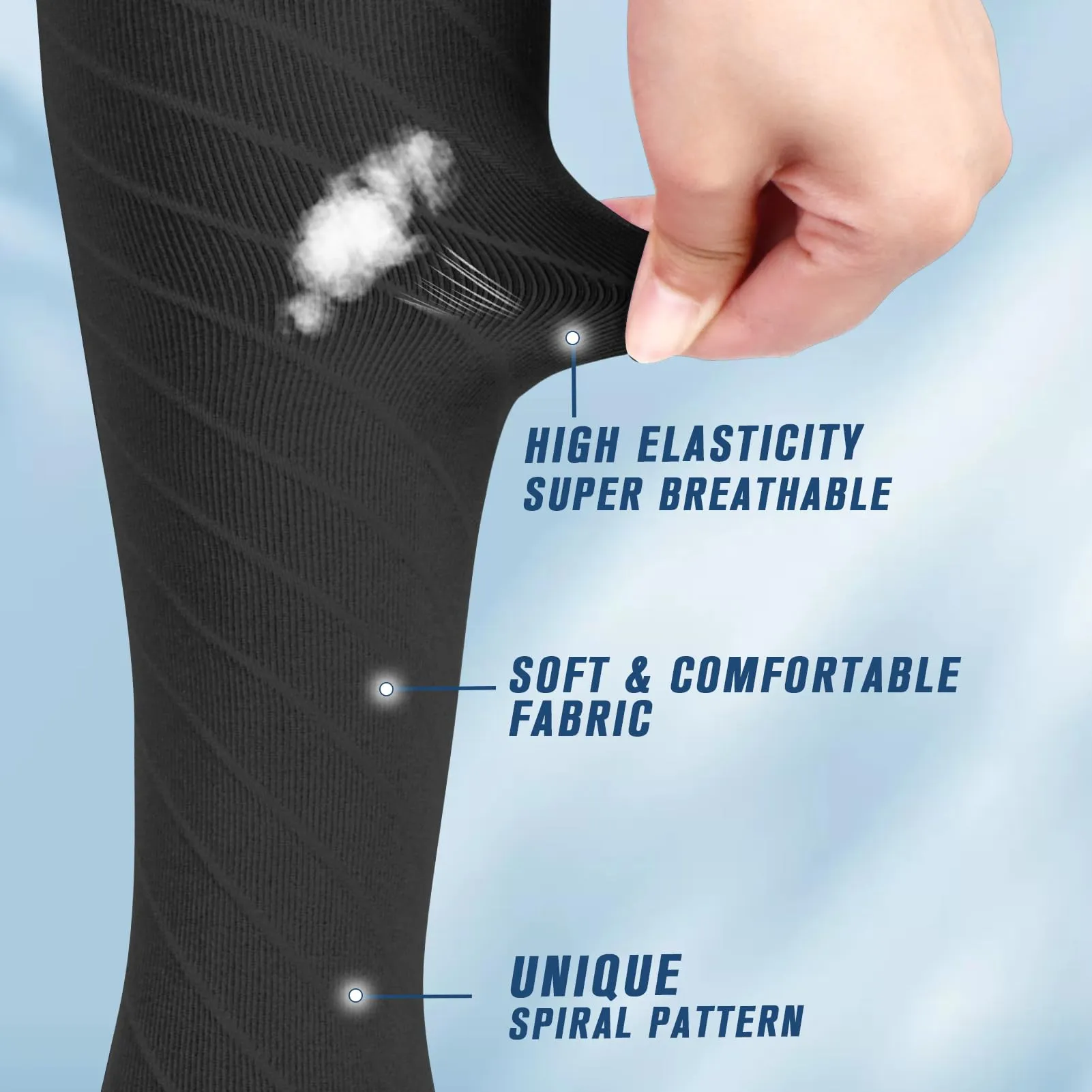 beister 20-30 mmHg Medical Compression Stockings for Men and Women, Open Toe Calf Compression Knee Socks, Graduated Support Stockings for Varicose Veins, Edema, Pregnancy Black Gray L