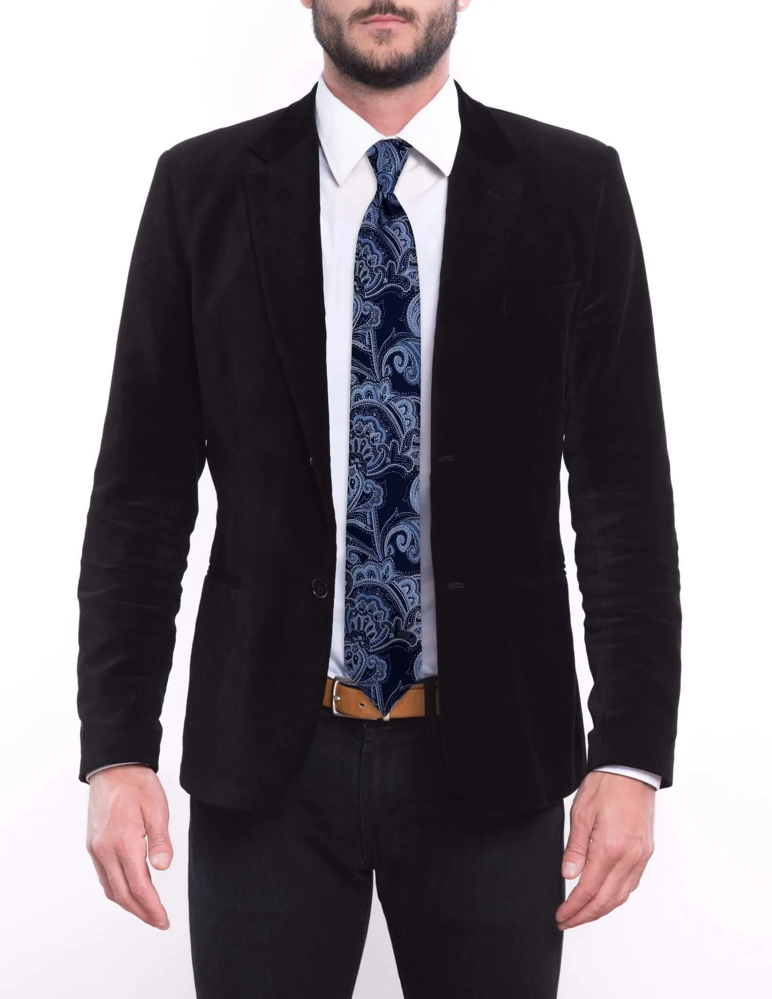 Blue Silver Paisley Tie