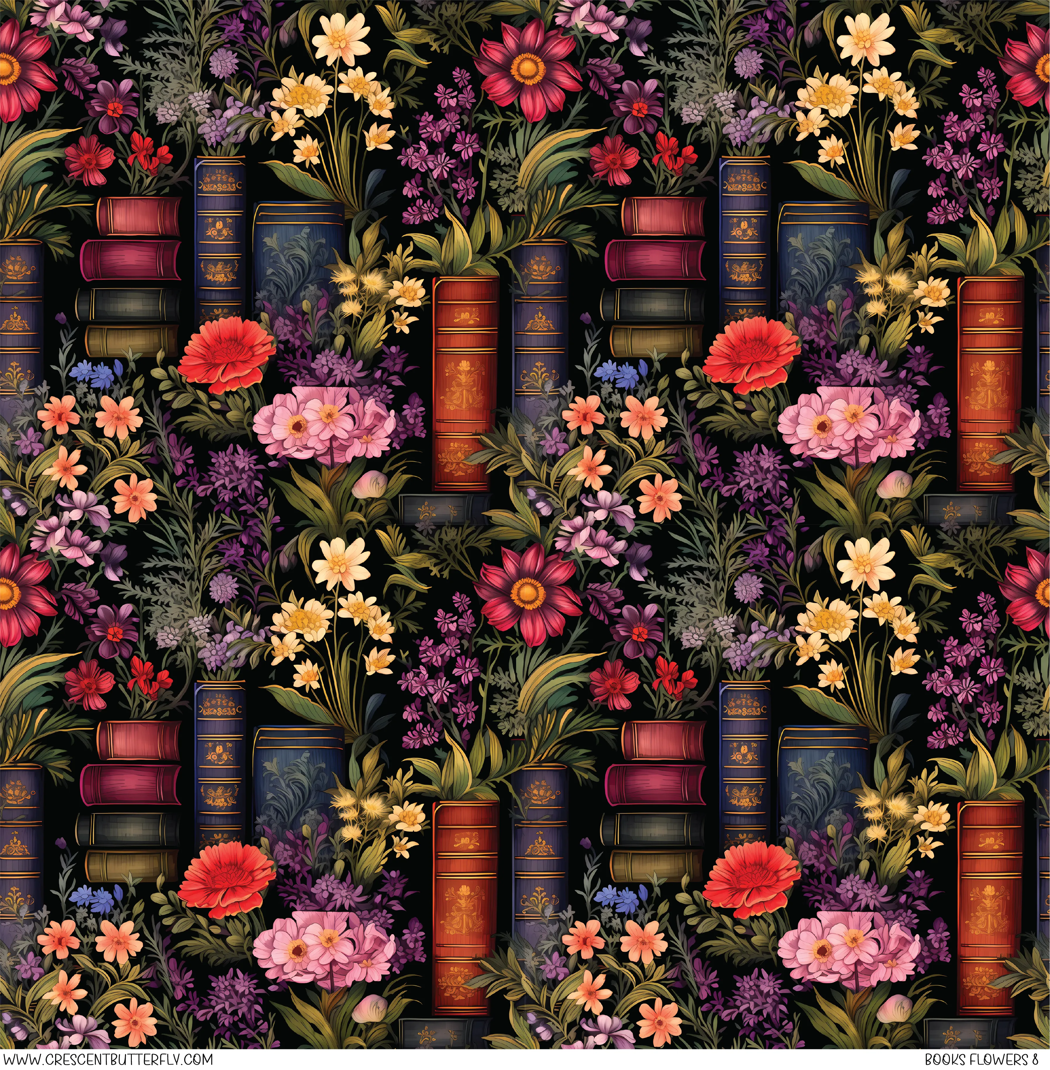 Book Flowers 8 Pattern Vinyl Sheet/Wrap