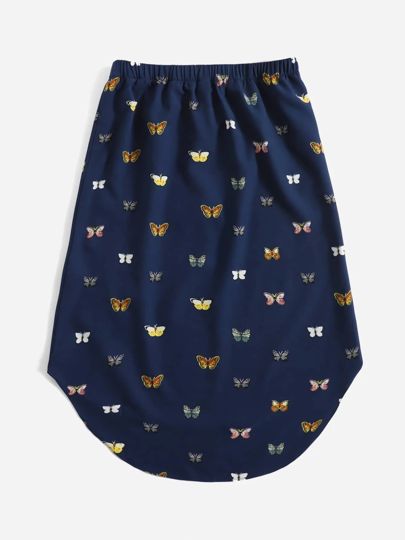 Casual All Over Print High Low Natural Short Women Skirt