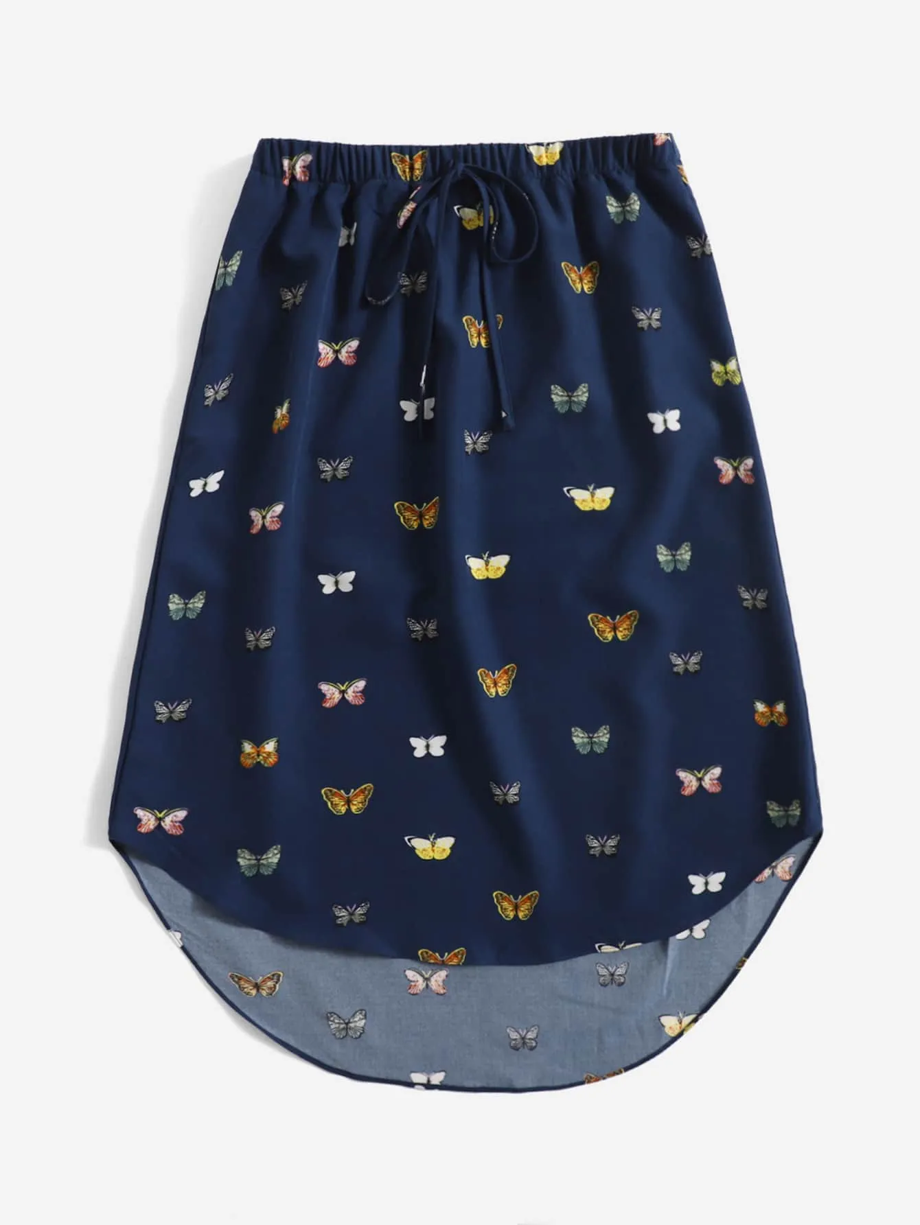 Casual All Over Print High Low Natural Short Women Skirt