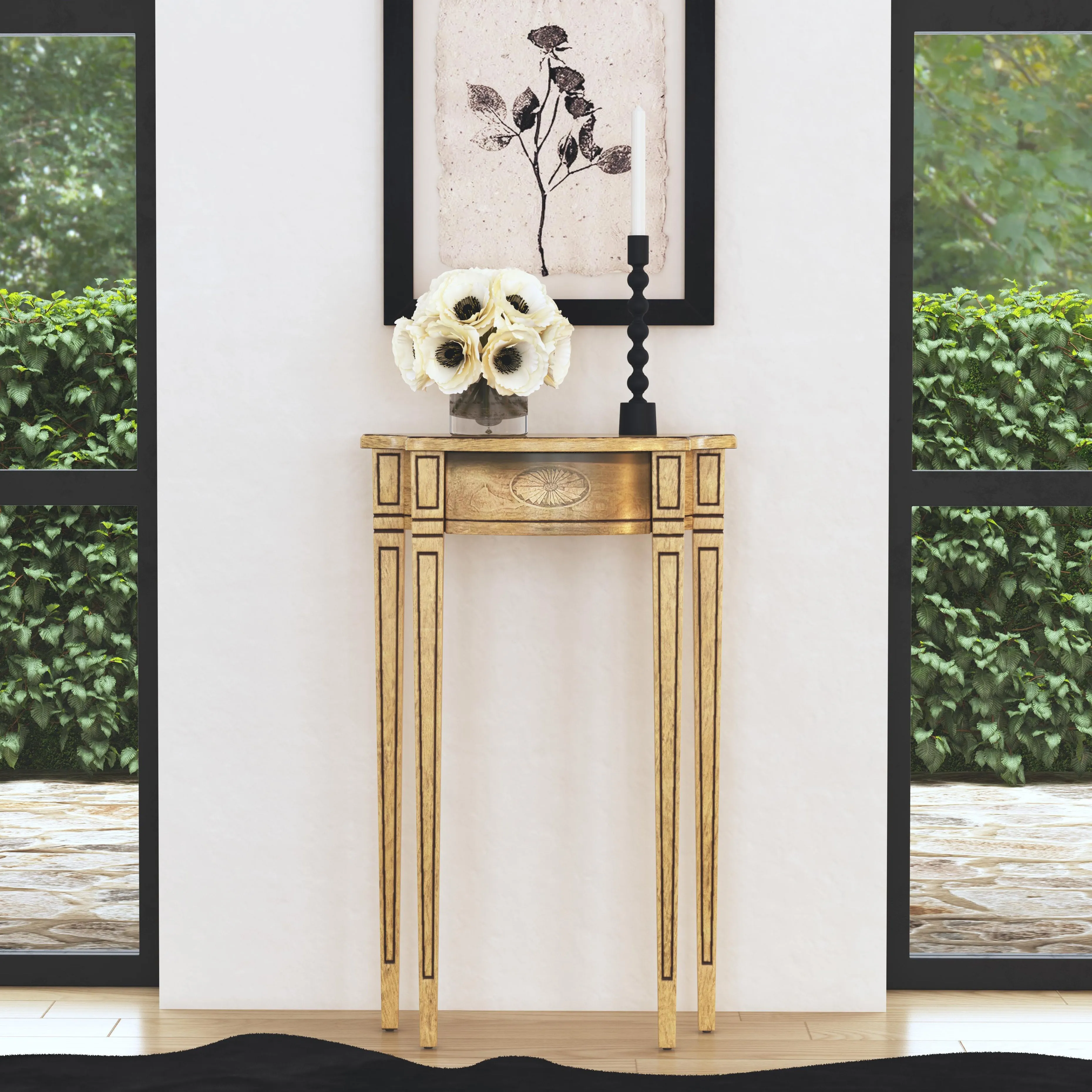Chester Demilune Console Table in Beige  3756424