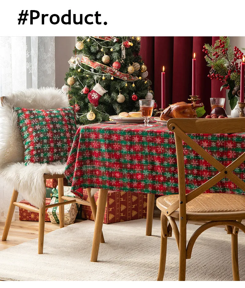 Christmas Holiday Tablecloth American Red Simple Plaid Table Mat Hotel Coffee Table Cloth Decorative Tablecloth