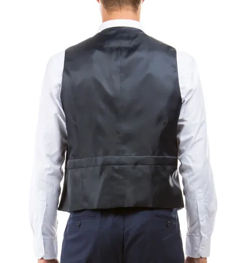 Classic Navy Blue Solid Suit Dress Vest