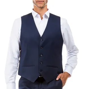 Classic Navy Blue Solid Suit Dress Vest