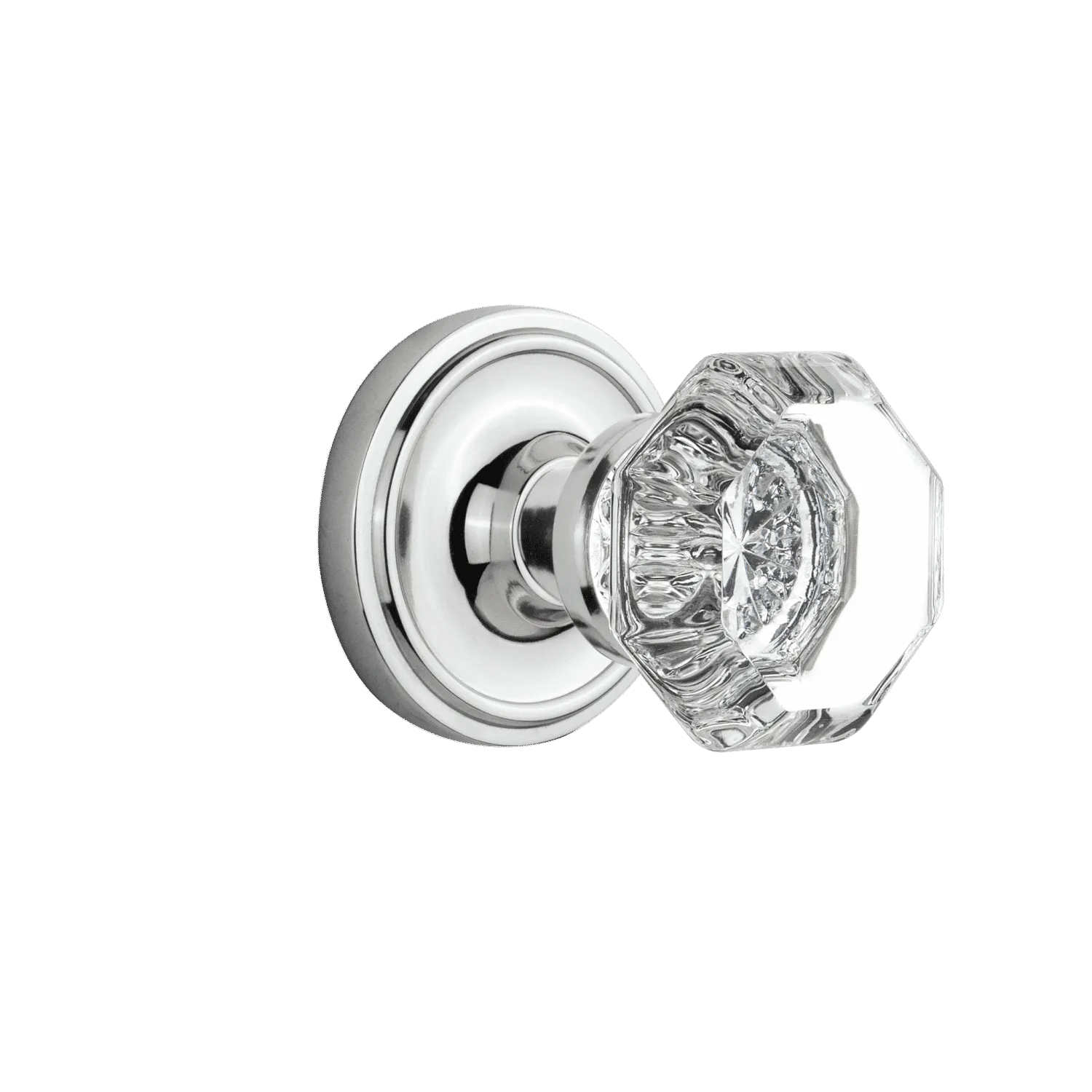 Classic Rosette with Waldorf Knob in Bright Chrome