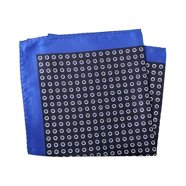 Classy Men Dark Blue Dot Pocket Square