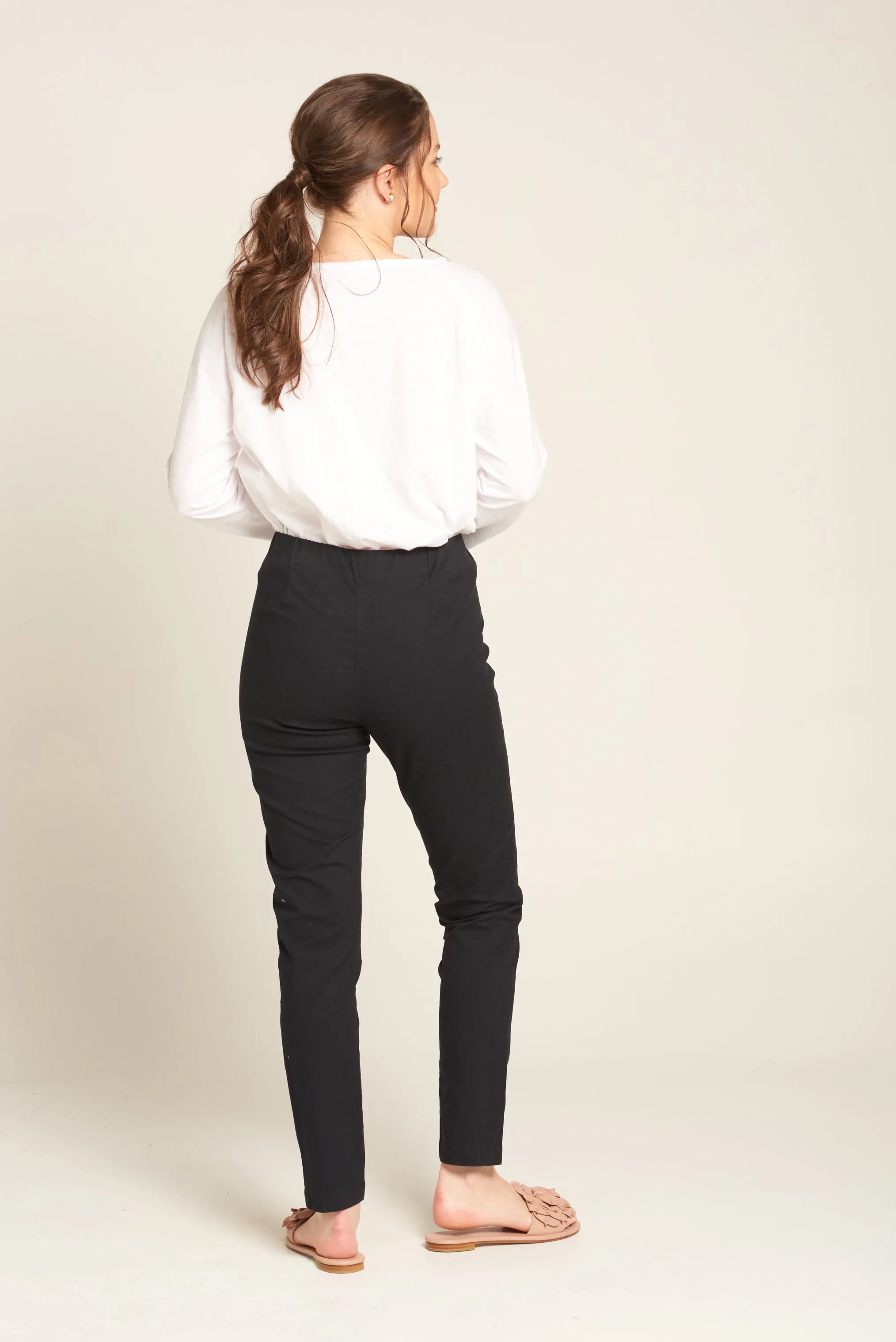 Cotton Elastic Waist Pant Navy