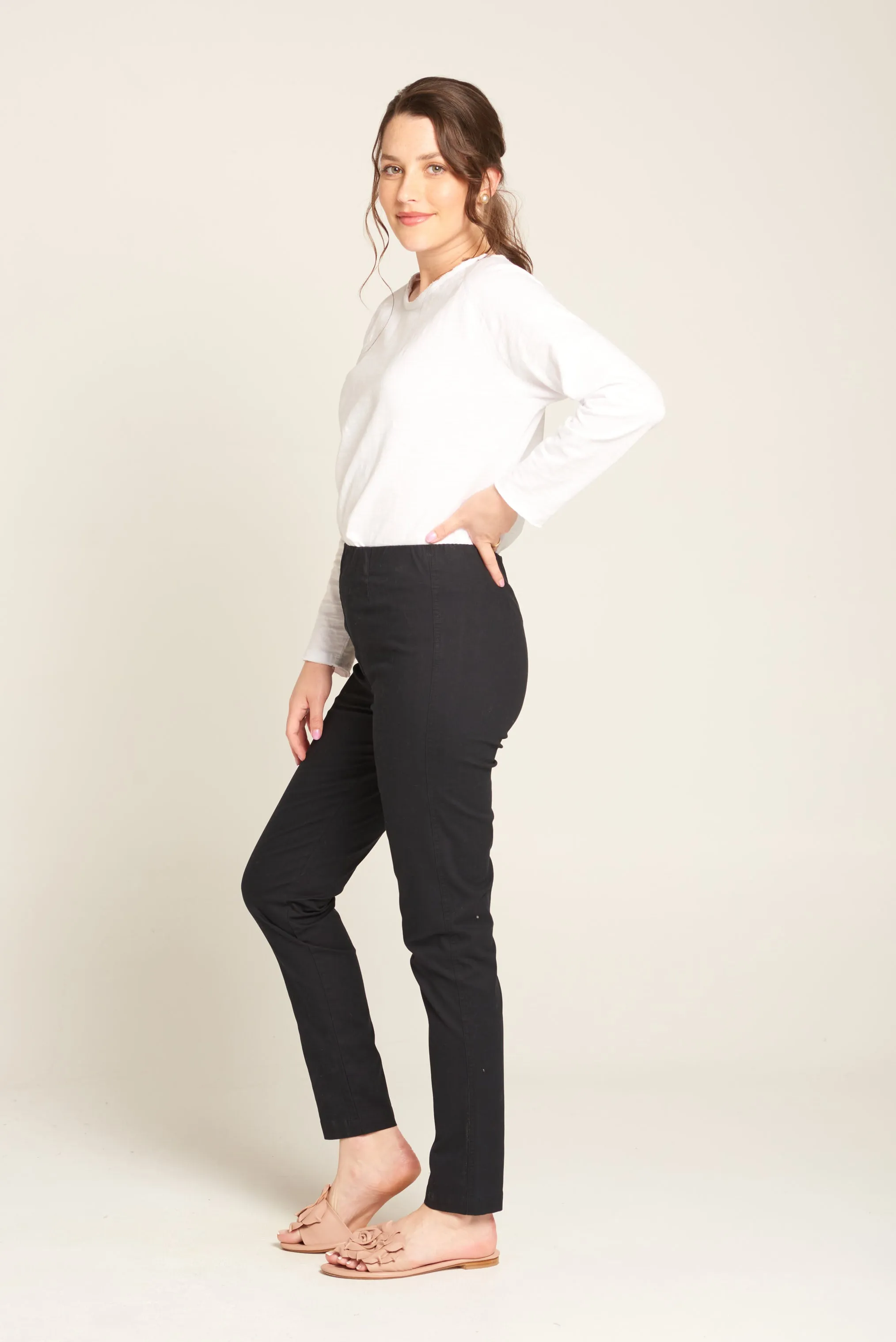 Cotton Elastic Waist Pant Navy