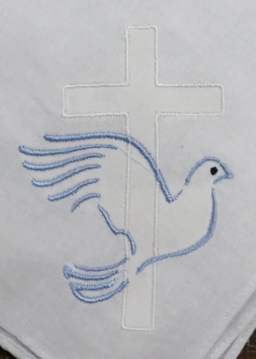 Cross/Dove Linen Handkerchief