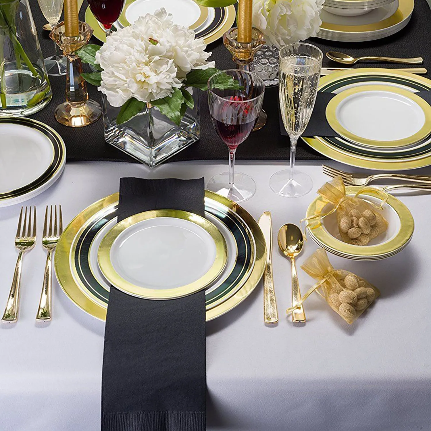 Cutlery Silverware Extra Heavyweight Disposable Flatware Combo Gold 160 Pieces