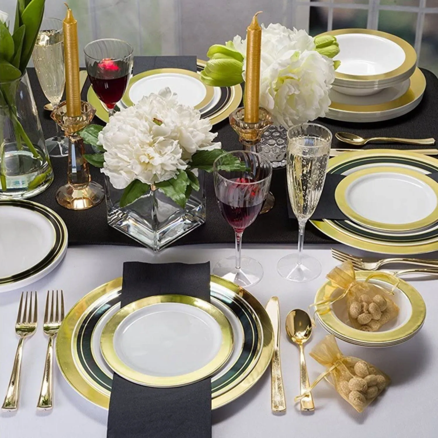 Cutlery Silverware Extra Heavyweight Disposable Flatware Knives Gold